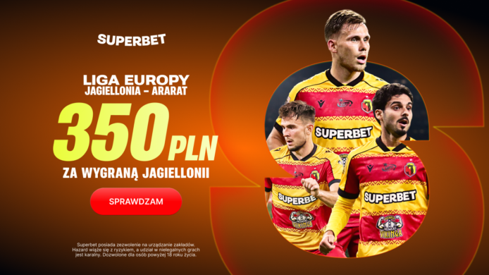 Superbet kod promocyjny: Jagiellonia Białystok – Ararat Armenia. Bonus 350 PLN za wygraną Jagiellonii