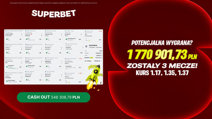 Rekordowy kupon Superbetu: 1 770 901,73 PLN i trzy zdarzenia do końca